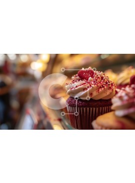 Σετ των 2 Intra Συλλεκτικό Ξύλινο Παζλ Plywood  4mm - Cupcakes με Red Frosting και Καρδιές από πάνω Σε Ξύλινο Κουτί - Διαστάσεις: 10x10 cm – 25 κομμάτια