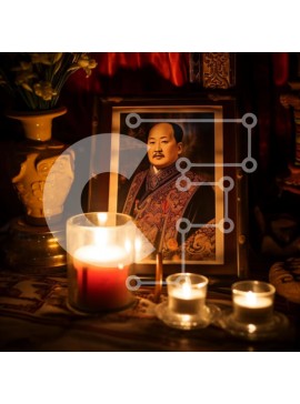 Intra Συλλεκτικό Ξύλινο Παζλ Plywood  4mm - Εορταστικό πορτρέτο του ασιατικού άνδρα με τα κεριά Σε Ξύλινο Κουτί - Διαστάσεις Puzzle: 10x10 cm – 25 κομμάτια