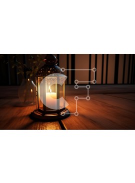 Intra Συλλεκτικό Ξύλινο Παζλ Plywood  4mm - Φανάρι στο φως των κεριών σε ξύλινο τραπέζι με λουλούδια Σε Ξύλινο Κουτί - Διαστάσεις Puzzle: 10x10 cm – 25 κομμάτια