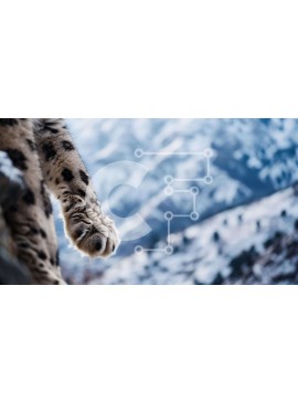Σετ των 2 Intra Συλλεκτικό Ξύλινο Παζλ Plywood  4mm - Snow Leopard Paw σε μια χιονισμένη οροσειρά Σε Ξύλινο Κουτί - Διαστάσεις: 10x10 cm – 25 κομμάτια