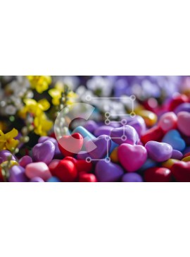 Intra Συλλεκτικό Ξύλινο Παζλ Plywood  4mm - Πολύχρωμες καραμέλες σε σχήμα καρδιάς για τον εορτασμό της αγάπης και του ρομαντισμού Σε Ξύλινο Κουτί - Διαστάσεις Puzzle: 10x10 cm – 25 κομμάτια