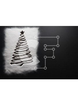 Intra Συλλεκτικό Ξύλινο Παζλ Plywood  4mm - Χιονισμένο χριστουγεννιάτικο δέντρο σε μαύρο φόντο Σε Ξύλινο Κουτί - Διαστάσεις: 10x10 cm – 25 κομμάτια