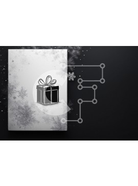 Intra Συλλεκτικό Ξύλινο Παζλ Plywood  4mm - Ασπρόμαυρη χειμερινή σκηνή με κουτί δώρου και νιφάδες χιονιού Σε Ξύλινο Κουτί - Διαστάσεις Puzzle: 10x10 cm – 25 κομμάτια