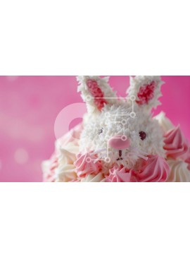 Σετ των 2 Intra Συλλεκτικό Ξύλινο Παζλ Plywood  4mm - Κέικ σε σχήμα λαγουδάκι με ροζ και λευκό γλάσο Σε Ξύλινο Κουτί - Διαστάσεις: 10x10 cm – 25 κομμάτια