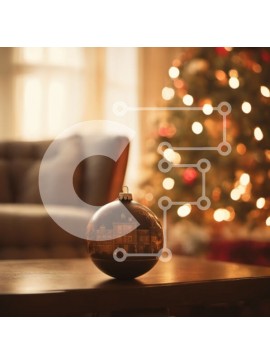 Intra Συλλεκτικό Ξύλινο Παζλ Plywood  4mm - Εορταστικό χριστουγεννιάτικο ντεκόρ με τραπεζάκι σαλονιού και διακοσμητική μπάλα Σε Ξύλινο Κουτί - Διαστάσεις Puzzle: 10x10 cm – 25 κομμάτια