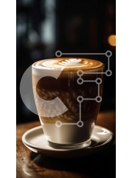 Intra Συλλεκτικό Ξύλινο Παζλ Plywood  4mm - Νόστιμο φλιτζάνι καφέ με όμορφη τέχνη latte σε ξύλινο τραπέζι Σε Ξύλινο Κουτί - Διαστάσεις: 10x10 cm – 25 κομμάτια