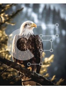 Σετ των 2 Intra Συλλεκτικό Ξύλινο Παζλ Plywood  4mm - Εκπληκτική εικόνα ενός φαλακρού αετού με ανοιχτά φτερά Σε Ξύλινο Κουτί - Διαστάσεις: 10x10 cm – 25 κομμάτια