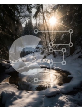 Σετ των 2 Intra Συλλεκτικό Ξύλινο Παζλ Plywood  4mm - Όμορφη εικόνα μιας μικρής λίμνης στο χιονισμένο δάσος Σε Ξύλινο Κουτί - Διαστάσεις: 10x10 cm – 25 κομμάτια