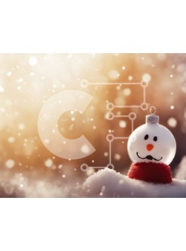 Intra Συλλεκτικό Ξύλινο Παζλ Plywood  4mm - Εορταστική συνεδρίαση χιονάνθρωπος στο χιόνι Σε Ξύλινο Κουτί - Διαστάσεις Puzzle: 10x10 cm – 25 κομμάτια