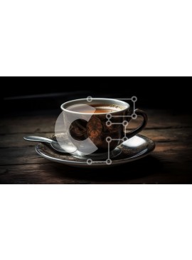 Σετ των 2 Intra Συλλεκτικό Ξύλινο Παζλ Plywood  4mm - Κομψό και απλό φλιτζάνι καφέ με κουτάλι σε ξύλινο τραπέζι Σε Ξύλινο Κουτί - Διαστάσεις: 10x10 cm – 25 κομμάτια