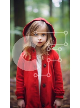 Intra Συλλεκτικό Ξύλινο Παζλ Plywood  4mm - Πορτρέτο ενός νεαρού κοριτσιού με κόκκινη κουκούλα σακάκι στο δάσος Σε Ξύλινο Κουτί - Διαστάσεις Puzzle: 10x10 cm – 25 κομμάτια