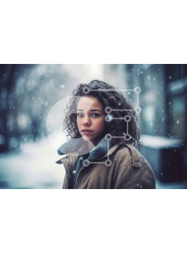 Intra Συλλεκτικό Ξύλινο Παζλ Plywood  4mm - Στοχαστική γυναίκα στη χειμερινή σκηνή Σε Ξύλινο Κουτί - Διαστάσεις Puzzle: 10x10 cm – 25 κομμάτια