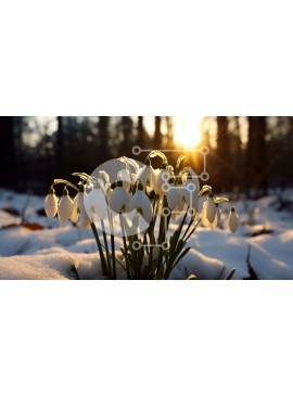 Intra Συλλεκτικό Ξύλινο Παζλ Plywood  4mm - Snowdrops σε ένα χιονισμένο δάσος στο ηλιοβασίλεμα - φωτογραφία όμορφη φύση Σε Ξύλινο Κουτί - Διαστάσεις: 10x10 cm – 25 κομμάτια