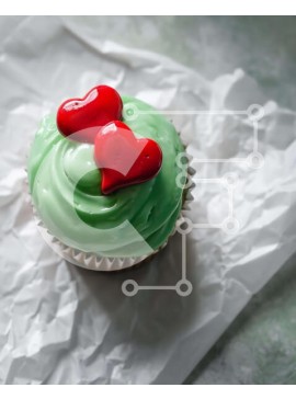 Σετ των 2 Intra Συλλεκτικό Ξύλινο Παζλ Plywood  4mm - Πολύχρωμο Cupcake με Καρδιά Toppers Σε Ξύλινο Κουτί - Διαστάσεις: 10x10 cm – 25 κομμάτια