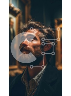 Intra Συλλεκτικό Ξύλινο Παζλ Plywood  4mm - Άνθρωπος που στοχάζεται έργα ζωγραφικής τέχνης σε έναν τοίχο Σε Ξύλινο Κουτί - Διαστάσεις Puzzle: 10x10 cm – 25 κομμάτια