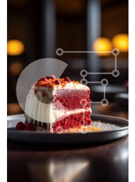 Σετ των 2 Intra Συλλεκτικό Ξύλινο Παζλ Plywood  4mm - Νόστιμη εικόνα κόκκινου βελούδου κέικ με κρέμα τυριού παγωτού Σε Ξύλινο Κουτί - Διαστάσεις: 10x10 cm – 25 κομμάτια