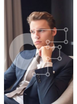 Intra Συλλεκτικό Ξύλινο Παζλ Plywood  4mm - Επιχειρηματίας που κάθεται σε μια καρέκλα και στοχάζεται Σε Ξύλινο Κουτί - Διαστάσεις Puzzle: 10x10 cm – 25 κομμάτια