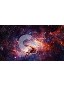 Intra Συλλεκτικό Ξύλινο Παζλ Plywood  4mm - Εκπληκτική εικόνα ενός κόκκινου και μπλε νεφελώματος στο διάστημα Σε Ξύλινο Κουτί - Διαστάσεις: 10x10 cm – 25 κομμάτια