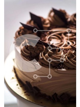 Σετ των 2 Intra Συλλεκτικό Ξύλινο Παζλ Plywood  4mm - Κέικ σοκολάτας με παγωμένο σοκολάτα και πασπαλίζει σε χρυσό πιάτο Σε Ξύλινο Κουτί - Διαστάσεις: 10x10 cm – 25 κομμάτια