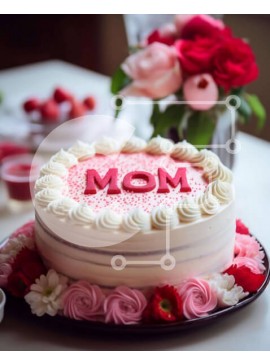 Σετ των 2 Intra Συλλεκτικό Ξύλινο Παζλ Plywood  4mm - Τούρτα για τη γιορτή της μητέρας με τη «Μαμά» γραμμένο με κόκκινο παγετό Σε Ξύλινο Κουτί - Διαστάσεις: 10x10 cm – 25 κομμάτια