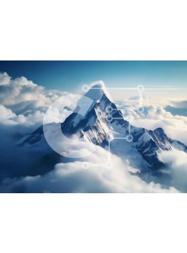 Intra Συλλεκτικό Ξύλινο Παζλ Plywood  4mm - Εναέρια άποψη του χιονισμένου βουνού που καλύπτεται από σύννεφα Σε Ξύλινο Κουτί - Διαστάσεις: 10x10 cm – 25 κομμάτια