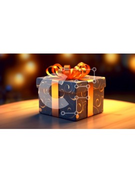 Intra Συλλεκτικό Ξύλινο Παζλ Plywood  4mm - Γκρι κουτί δώρου με πορτοκαλί κορδέλα σε ξύλινο τραπέζι Σε Ξύλινο Κουτί - Διαστάσεις Puzzle: 10x10 cm – 25 κομμάτια