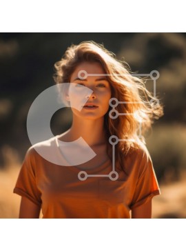 Intra Συλλεκτικό Ξύλινο Παζλ Plywood  4mm - Όμορφη εικόνα μιας νεαρής γυναίκας που στέκεται σε ένα χωράφι με μαλλιά φουσκωμένα από τον άνεμο Σε Ξύλινο Κουτί - Διαστάσεις Puzzle: 10x10 cm – 25 κομμάτια