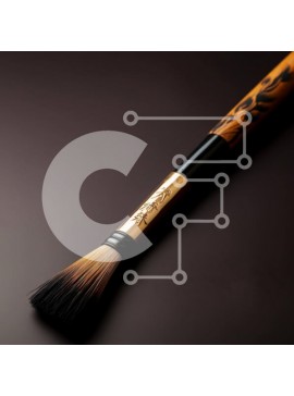 Σετ των 2 Intra Συλλεκτικό Ξύλινο Παζλ Plywood  4mm - Μαύρο και χρυσό πινέλο μακιγιάζ σε σκούρο φόντο Σε Ξύλινο Κουτί - Διαστάσεις: 10x10 cm – 25 κομμάτια