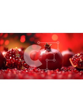 Σετ των 2 Intra Συλλεκτικό Ξύλινο Παζλ Plywood  4mm - Ζουμερά και φρέσκα κόκκινα ρόδια σε ένα διακοσμημένο τραπέζι Σε Ξύλινο Κουτί - Διαστάσεις: 10x10 cm – 25 κομμάτια