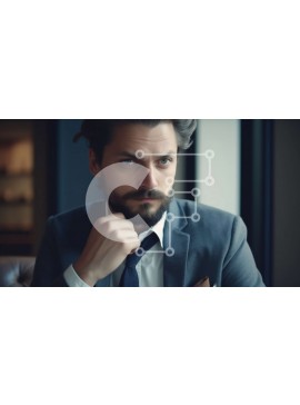 Intra Συλλεκτικό Ξύλινο Παζλ Plywood  4mm - Σοβαρός επιχειρηματίας με κοστούμι και γραβάτα που εξετάζει την κάμερα Στοκ Φωτογραφία Σε Ξύλινο Κουτί - Διαστάσεις Puzzle: 10x10 cm – 25 κομμάτια