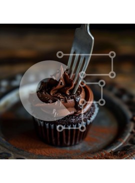 Σετ των 2 Intra Συλλεκτικό Ξύλινο Παζλ Plywood  4mm - Cupcake σοκολάτας σε σιδερένιο πιάτο με πιρούνι Σε Ξύλινο Κουτί - Διαστάσεις: 10x10 cm – 25 κομμάτια