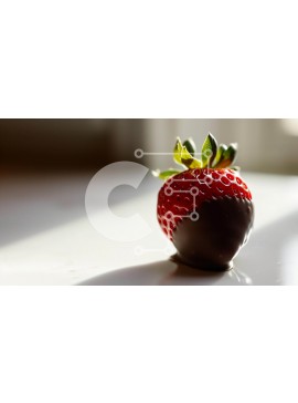 Σετ των 2 Intra Συλλεκτικό Ξύλινο Παζλ Plywood  4mm - Φράουλα καλυμμένη με σοκολάτα σε άδειο τραπέζι Σε Ξύλινο Κουτί - Διαστάσεις: 10x10 cm – 25 κομμάτια