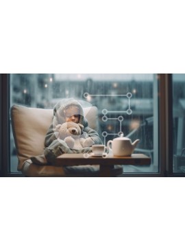 Intra Συλλεκτικό Ξύλινο Παζλ Plywood  4mm - Αξιολάτρευτη εικόνα του παιδιού με στολή αρκουδάκι μια βροχερή μέρα Σε Ξύλινο Κουτί - Διαστάσεις Puzzle: 10x10 cm – 25 κομμάτια