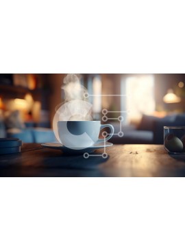 Σετ των 2 Intra Συλλεκτικό Ξύλινο Παζλ Plywood  4mm - Λευκό φλιτζάνι καφέ με ατμό σε ξύλινο τραπέζι Σε Ξύλινο Κουτί - Διαστάσεις: 10x10 cm – 25 κομμάτια