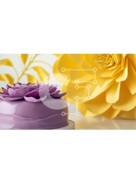 Σετ των 2 Intra Συλλεκτικό Ξύλινο Παζλ Plywood  4mm - Μωβ κέικ με κίτρινα λουλούδια Σε Ξύλινο Κουτί - Διαστάσεις: 10x10 cm – 25 κομμάτια