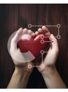 Intra Συλλεκτικό Ξύλινο Παζλ Plywood  4mm - Χέρια που κρατούν την κόκκινη καρδιά σε παλιό ξύλινο υπόβαθρο Σε Ξύλινο Κουτί - Διαστάσεις Puzzle: 10x10 cm – 25 κομμάτια