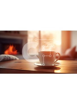 Σετ των 2 Intra Συλλεκτικό Ξύλινο Παζλ Plywood  4mm - Ζεστός καφές δίπλα στο τζάκι Σε Ξύλινο Κουτί - Διαστάσεις: 10x10 cm – 25 κομμάτια