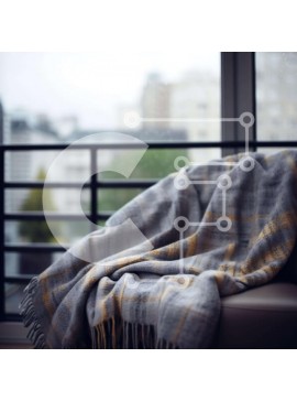 Intra Συλλεκτικό Ξύλινο Παζλ Plywood  4mm - Άνετη κουβέρτα σε καρέκλα με ανοιχτό παράθυρο με θέα στην πόλη Σε Ξύλινο Κουτί - Διαστάσεις Puzzle: 10x10 cm – 25 κομμάτια