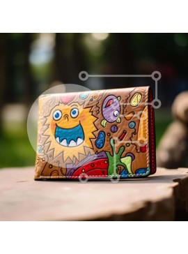 Intra Συλλεκτικό Ξύλινο Παζλ Plywood  4mm - Πολύχρωμο «Sunny» πορτοφόλι ζωγραφισμένο στο χέρι σε κούτσουρο δέντρου Σε Ξύλινο Κουτί - Διαστάσεις: 10x10 cm – 25 κομμάτια