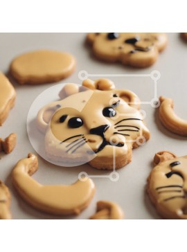 Σετ των 2 Intra Συλλεκτικό Ξύλινο Παζλ Plywood  4mm - Μπισκότα σε σχήμα ζώου διακοσμημένα με διαφορετικά σχέδια Σε Ξύλινο Κουτί - Διαστάσεις: 10x10 cm – 25 κομμάτια