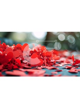 Intra Συλλεκτικό Ξύλινο Παζλ Plywood  4mm - Κόκκινα κομμάτια χαρτιού σε σχήμα καρδιάς στο έδαφος Σε Ξύλινο Κουτί - Διαστάσεις Puzzle: 10x10 cm – 25 κομμάτια