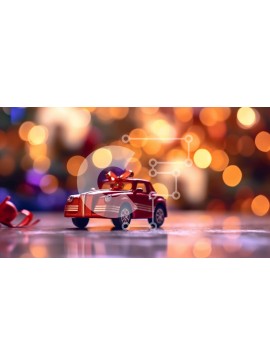 Intra Συλλεκτικό Ξύλινο Παζλ Plywood  4mm - Γιορτινό κόκκινο παιχνίδι στολίδι αυτοκινήτου με πολύχρωμα φώτα Σε Ξύλινο Κουτί - Διαστάσεις Puzzle: 10x10 cm – 25 κομμάτια