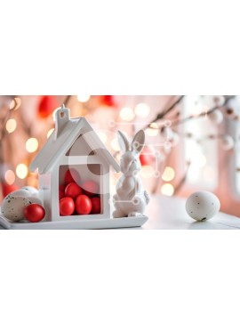 Intra Συλλεκτικό Ξύλινο Παζλ Plywood  4mm - Στολισμός Πασχαλινών Τραπεζιών με ειδώλια λαγουδάκι και αυγά Σε Ξύλινο Κουτί - Διαστάσεις: 10x10 cm – 25 κομμάτια