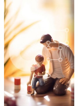 Intra Συλλεκτικό Ξύλινο Παζλ Plywood  4mm - Πατέρας και γιος ειδώλιο Σε Ξύλινο Κουτί - Διαστάσεις Puzzle: 10x10 cm – 25 κομμάτια