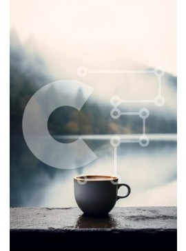 Σετ των 2 Intra Συλλεκτικό Ξύλινο Παζλ Plywood  4mm - Φλιτζάνι καφέ σε ξύλινο τραπέζι με θέα στη λίμνη Misty Mountain Σε Ξύλινο Κουτί - Διαστάσεις: 10x10 cm – 25 κομμάτια