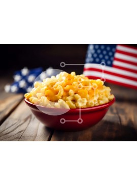 Σετ των 2 Intra Συλλεκτικό Ξύλινο Παζλ Plywood  4mm - Μακαρόνια και τυρί με αμερικανική σημαία στις 4 Ιουλίου Σε Ξύλινο Κουτί - Διαστάσεις: 10x10 cm – 25 κομμάτια