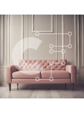 Intra Συλλεκτικό Ξύλινο Παζλ Plywood  4mm - Ροζ καναπές στο δωμάτιο με λευκούς τοίχους και δάπεδα από μασίφ ξύλο Σε Ξύλινο Κουτί - Διαστάσεις Puzzle: 10x10 cm – 25 κομμάτια