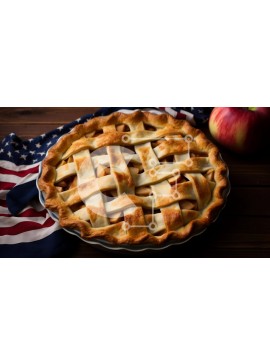 Σετ των 2 Intra Συλλεκτικό Ξύλινο Παζλ Plywood  4mm - Μηλόπιτα με αμερικανική σημαία σε ξύλινο τραπέζι Σε Ξύλινο Κουτί - Διαστάσεις: 10x10 cm – 25 κομμάτια