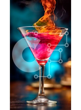 Intra Συλλεκτικό Ξύλινο Παζλ Plywood  4mm - Πολύχρωμο και φλογερό κοκτέιλ σε ποτήρι Martini Σε Ξύλινο Κουτί - Διαστάσεις: 10x10 cm – 25 κομμάτια