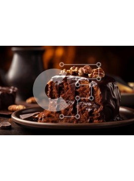 Σετ των 2 Intra Συλλεκτικό Ξύλινο Παζλ Plywood  4mm - Decadent κέικ σοκολάτας με ψιλοκομμένα πεκάν και σάλτσα σοκολάτας Σε Ξύλινο Κουτί - Διαστάσεις: 10x10 cm – 25 κομμάτια
